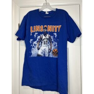 NBA New York Knicks Linsanity Jeremy Lin #17 T-Shirt Blue Large